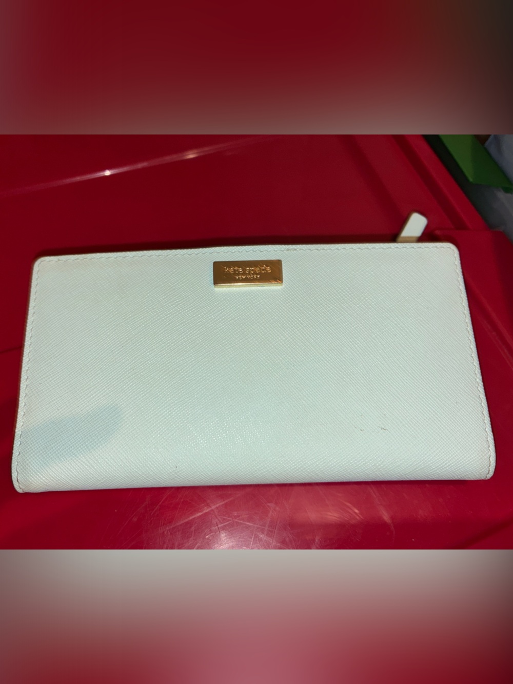 Light Blue Saffiano Long Wallet with Gold Plate